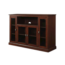 Espresso Highboy TV Stand with MDF and tempered glass for 55-inch TVs