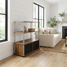 Barnwood TV Stand with Storage Cabinets and Shelves for 40-Inch TVs