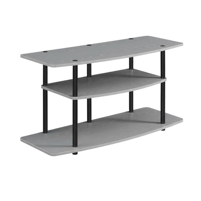 Gray 3-Tier TV Stand for 46-Inch Flat Screens with Particle Board Construction