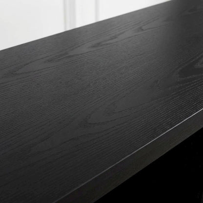 Black wood TV stand, adjustable shelves, 65-inch televisions, modern style