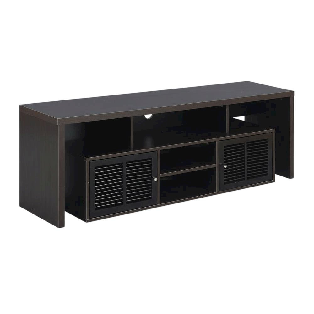 Espresso TV Stand with Bamboo Door and Melamine Veneer Finish for Flat Screens