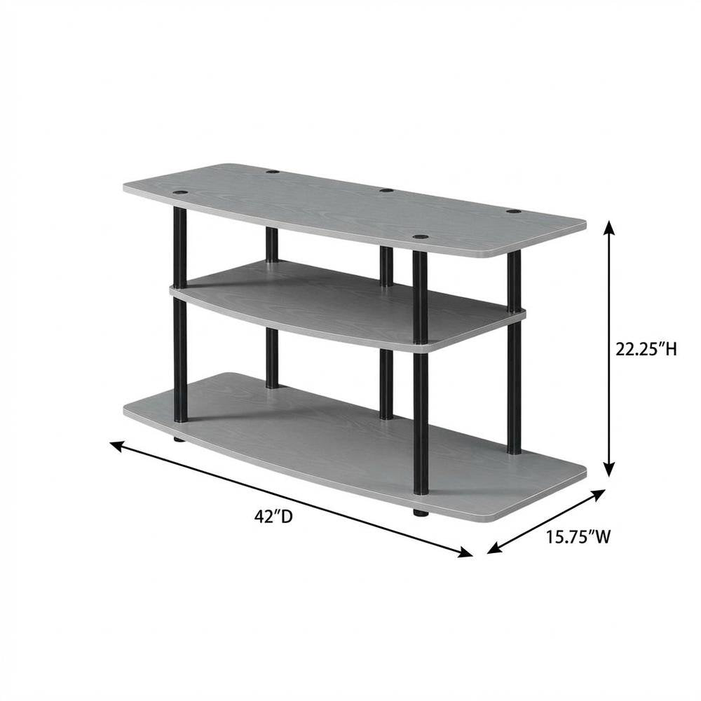 Gray 3-Tier TV Stand for 46-Inch Flat Screens with Particle Board Construction