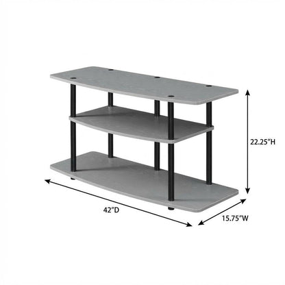 Gray 3-Tier TV Stand for 46-Inch Flat Screens with Particle Board Construction