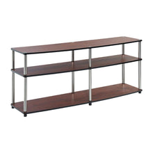 Cherry 3-tier TV stand, sturdy particle board construction, stainless steel