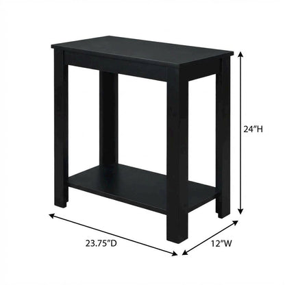 Slim Chairside Table, Black, Bottom Shelf, Quick Setup