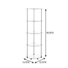 Corner Tower Shelf, Gray Glass, 5 Tier, Easy Assembly