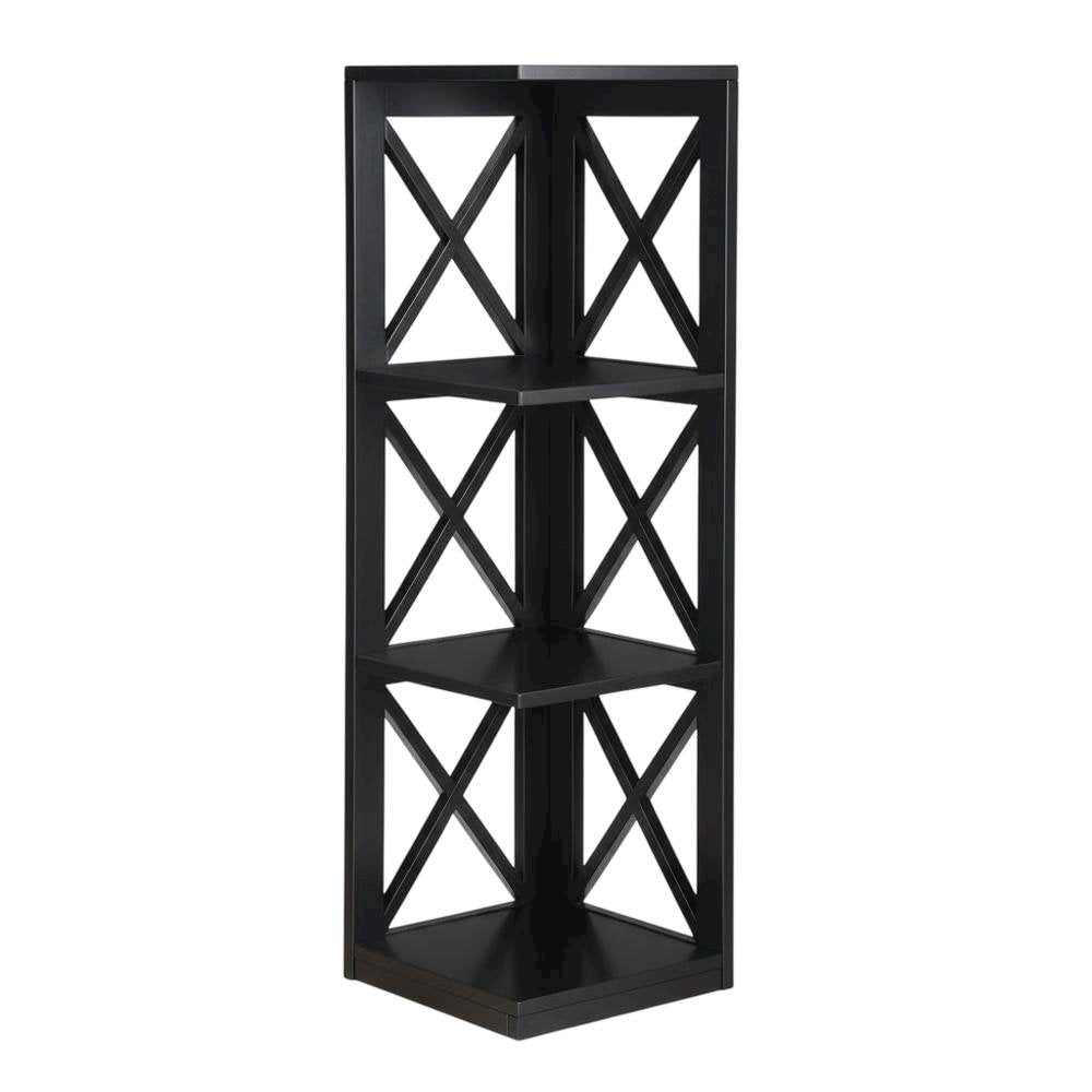 Corner Bookcase in Finish with 3 Shelves for Compact Storage