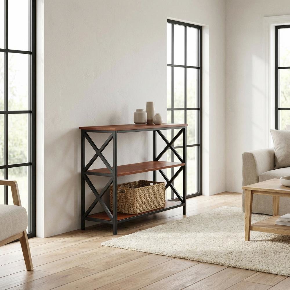 Powder Coated Metal 3-Tier Bookcase with Non-Lead Paint Finish