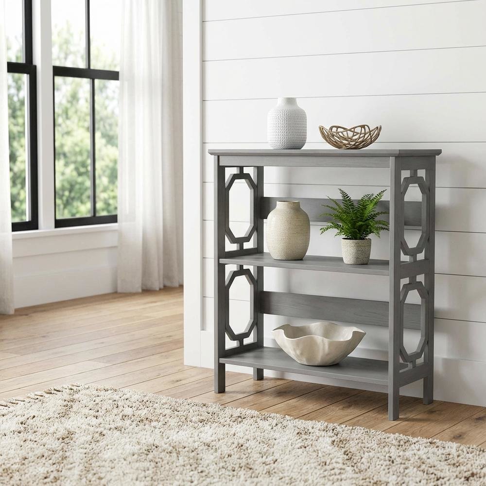 Wooden 3 Tier Bookcase with Non-Lead Base Paint for Living Room Use