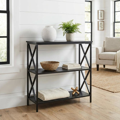 Powder Coated Metal 3-Tier Bookcase with Non-Lead Paint Finish