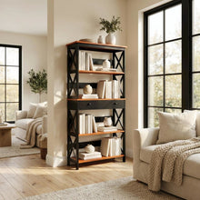 Wooden 5-Tier Bookcase - Storage Drawer, Durable Particle Board, Melamine Finish