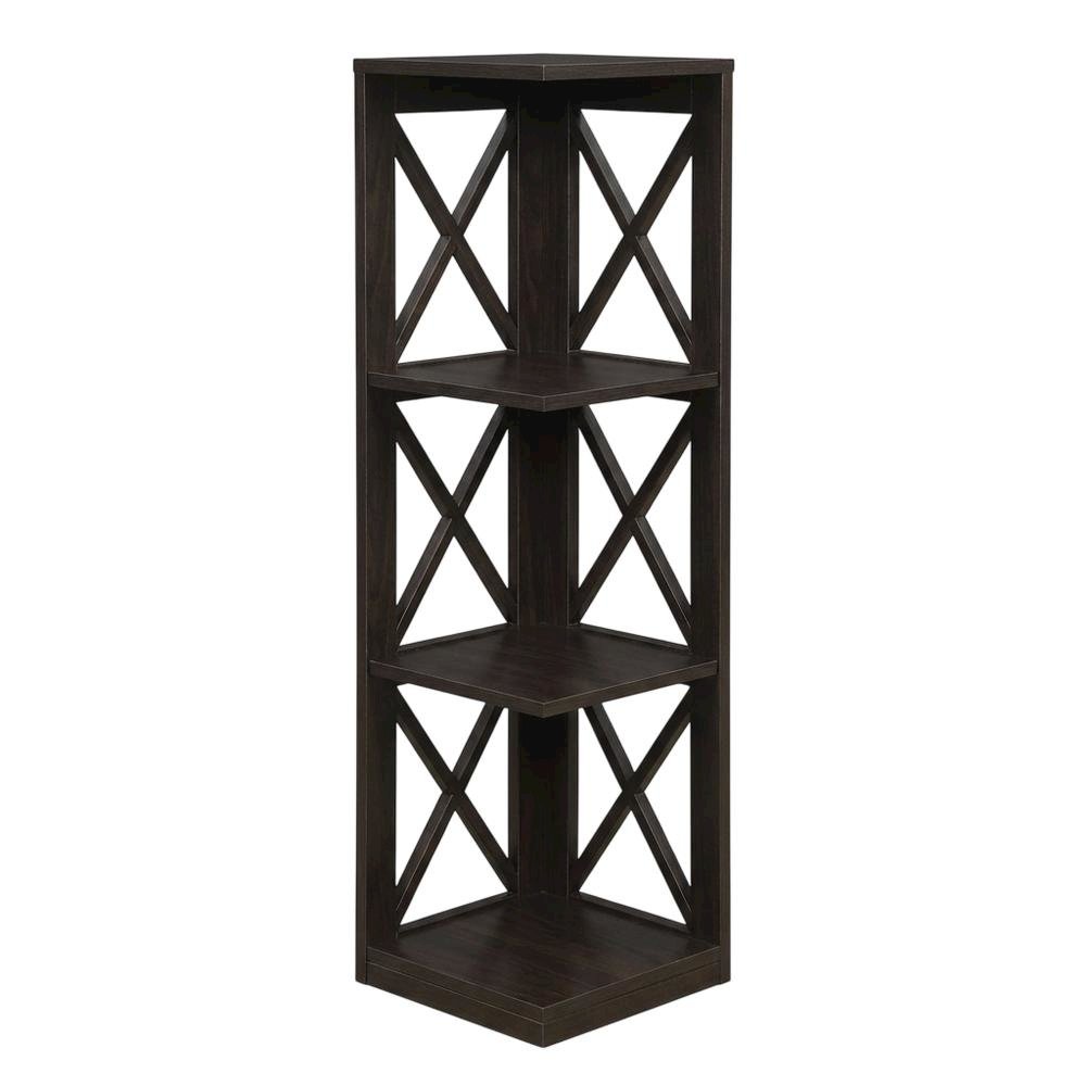 Corner Bookcase in Finish with 3 Tiers, Durable Material