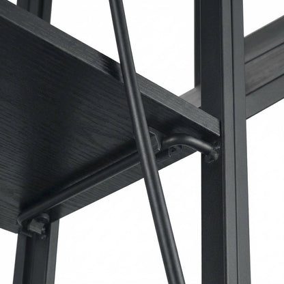 Black Folding 4 Tier Bookshelf with Particle Board and Melamine Finish