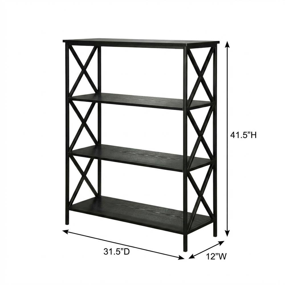 Steel 4-Tier Bookcase with Powder Coated Finish for Durable Storage