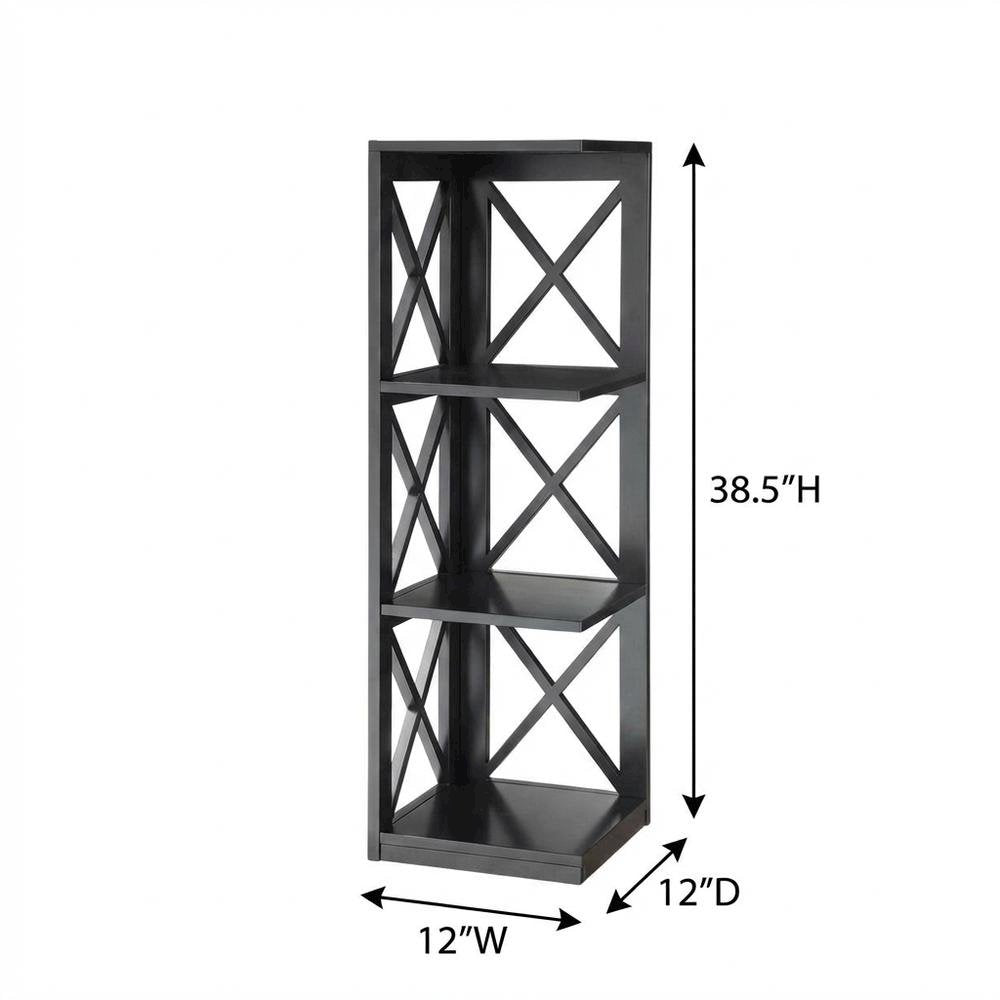 Corner Bookcase in Finish with 3 Shelves for Compact Storage