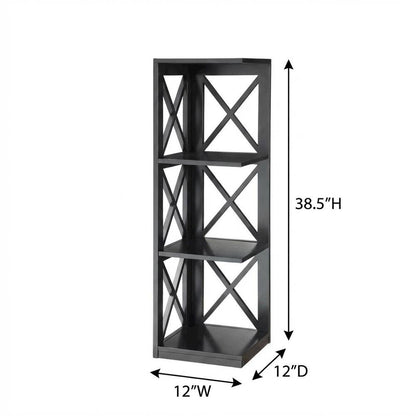 Corner Bookcase in Finish with 3 Shelves for Compact Storage