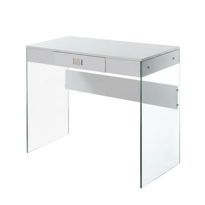 White Glass-Top Desk With Modern Contemporary Style