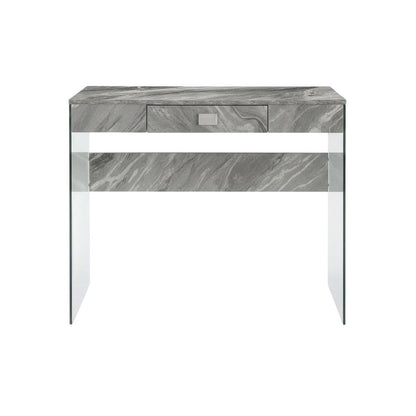 Gray Marble Glass Desk With Modern Design And Spacious Surface