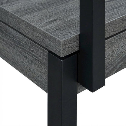 Weathered Gray And Black 2 Drawer Desk With Charging Station For Home Office