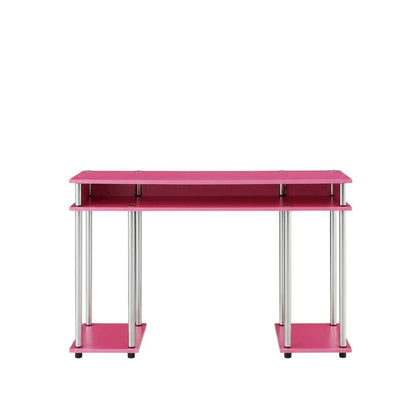 Pink Student Desk With Built-In Charging Station For Home Or School Use