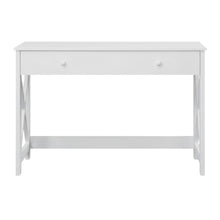 White Office Desk With Charging Station And Mdf Surface For Workspace