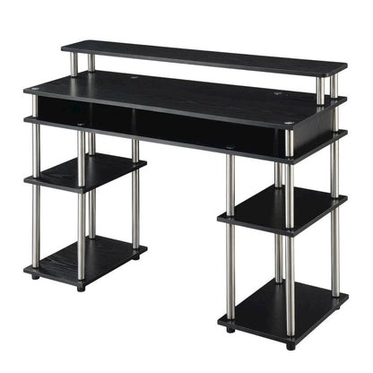 Contemporary Black Student Desk With Charging Station For Home Or Office Use