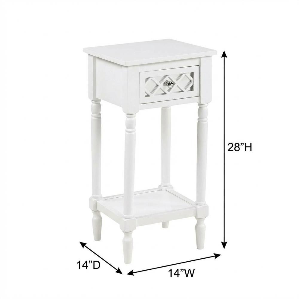 White Traditional Accent Table with Drawer and Shelf for Living Room