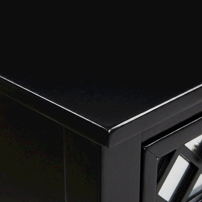 Black Accent Table with Shelf and Drawer for Living Room or Bedroom
