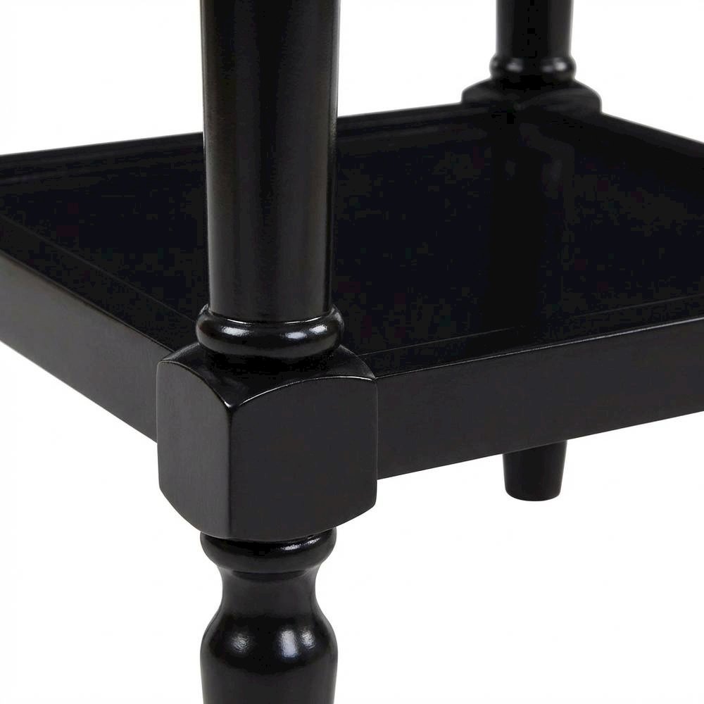 Black Accent Table with Shelf and Drawer for Living Room or Bedroom