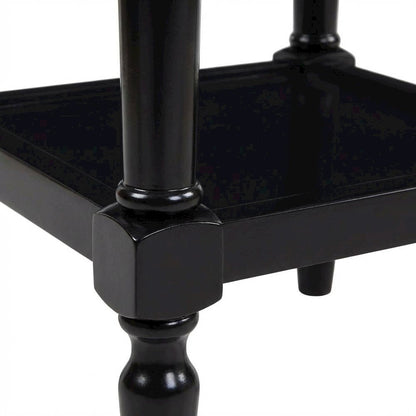 Black Accent Table with Shelf and Drawer for Living Room or Bedroom