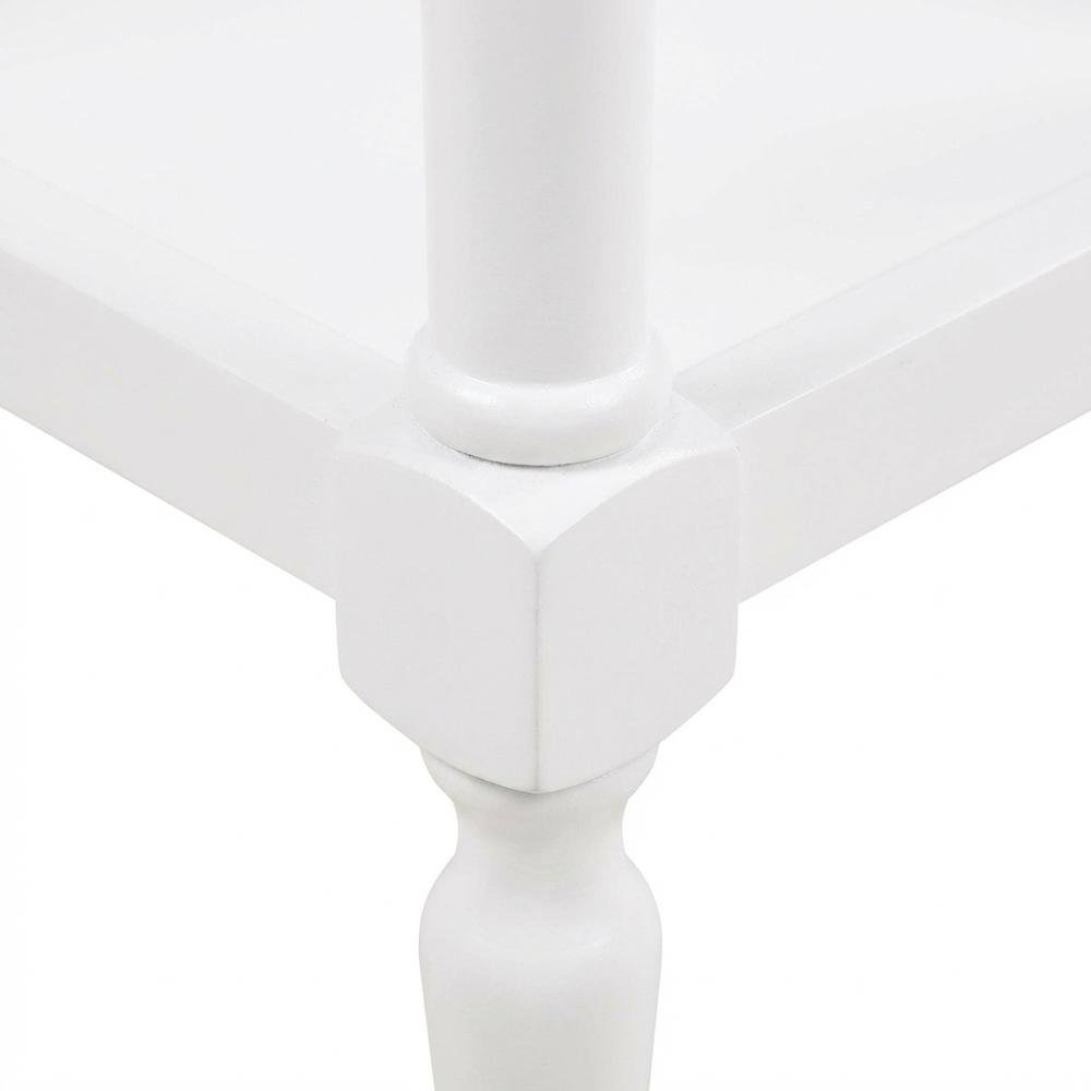 White Traditional Accent Table with Drawer and Shelf for Living Room