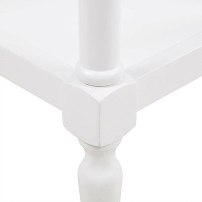 White Traditional Accent Table with Drawer and Shelf for Living Room