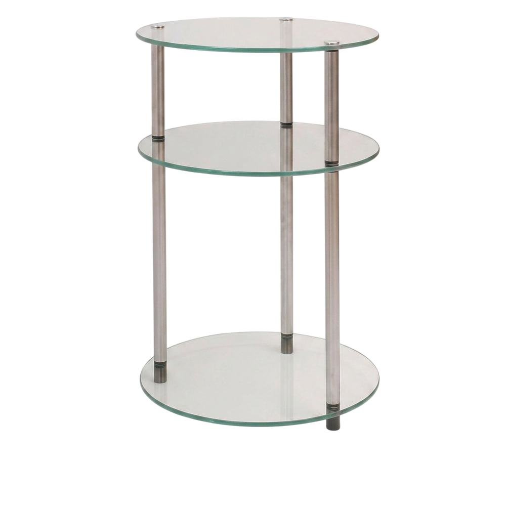 Round Glass Accent Table with 3 Tiers for Living Room and Lounge Spaces