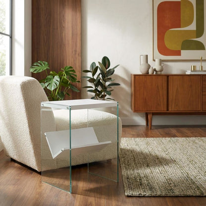 Black Wood End Table with Storage Shelf and Modern Design