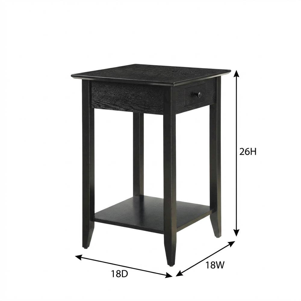 Wooden End Table with Drawer and Shelf for Living Room Use