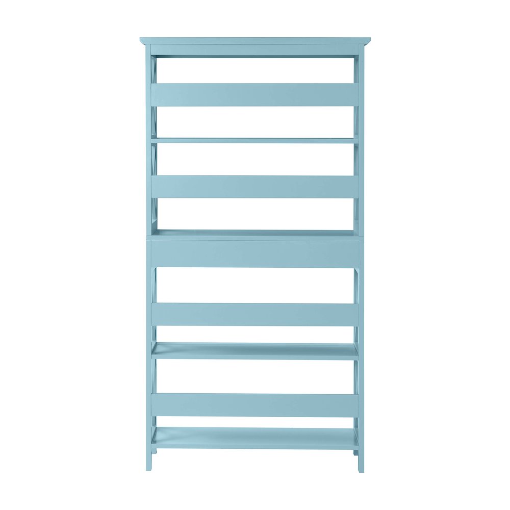Blue 5-Tier Bookcase with Drawer, MDF Construction, Spacious Shelving Unit