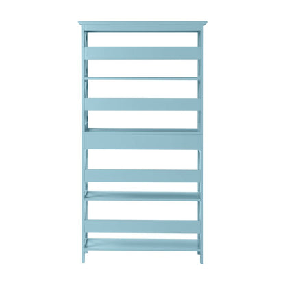 Blue 5-Tier Bookcase with Drawer, MDF Construction, Spacious Shelving Unit