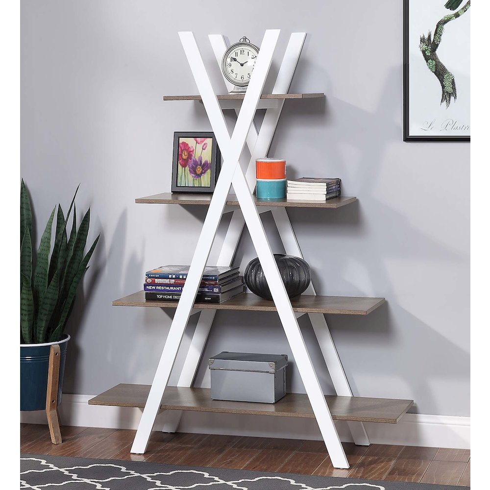 Oxford A Frame Bookshelf, Driftwood/White