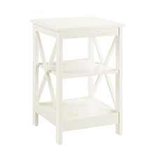 Elegant White End Table with Shelves for Storage and Organization in MDF