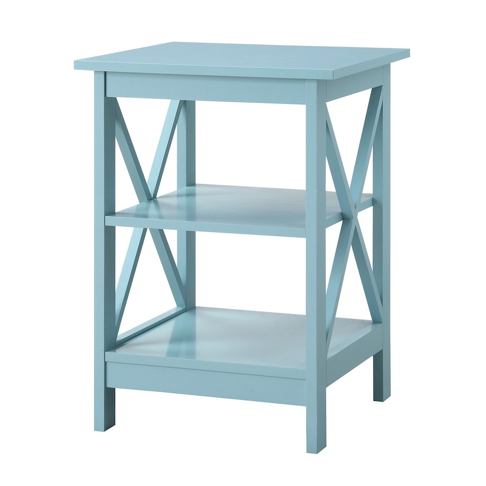 Sea Foam Blue End Table with Shelves for Storage and Stylish Decor