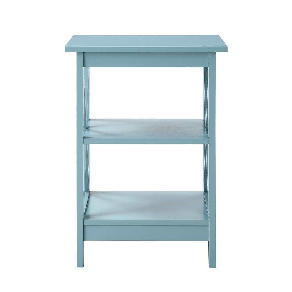 Sea Foam Blue End Table with Shelves for Storage and Stylish Decor