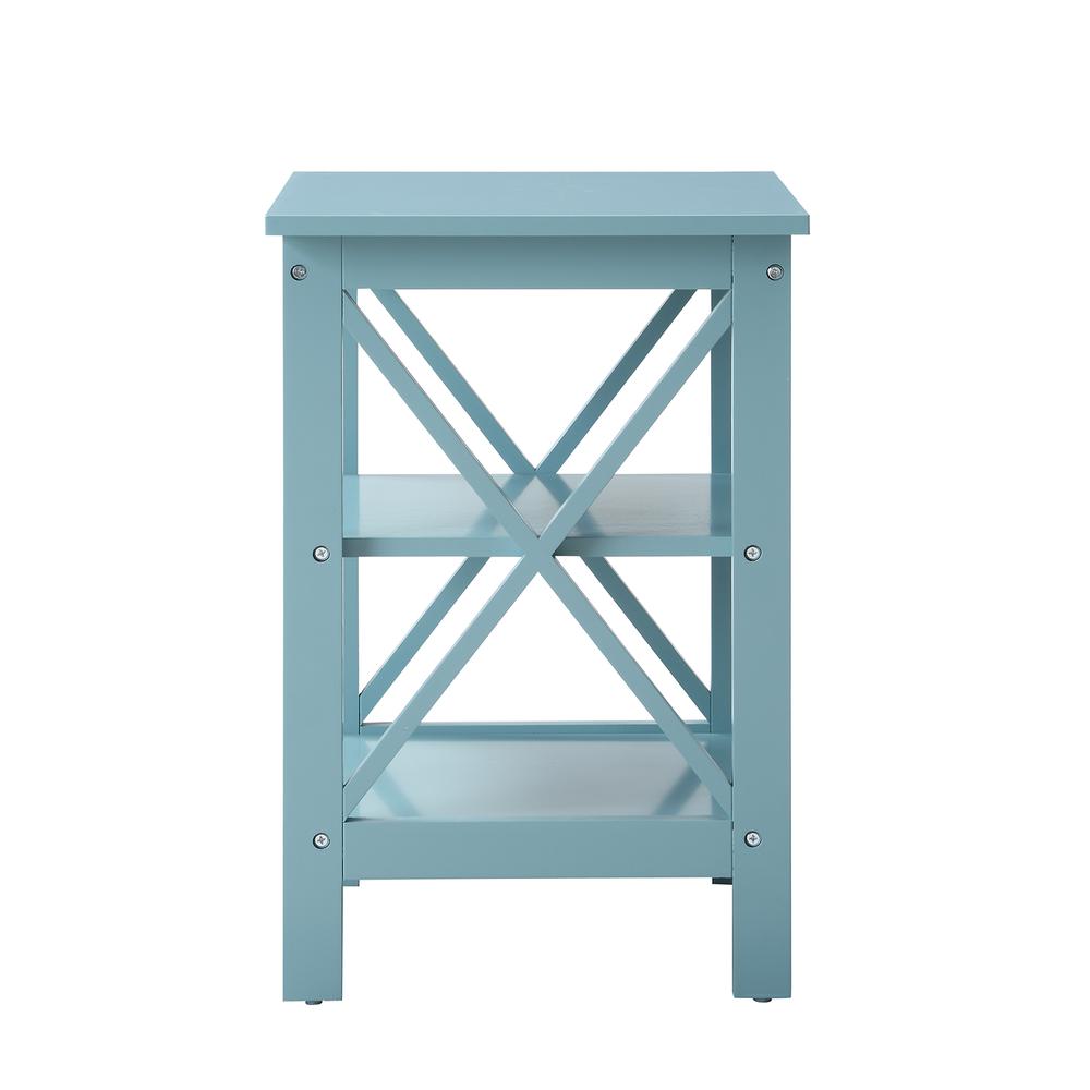 Sea Foam Blue End Table with Shelves for Storage and Stylish Decor