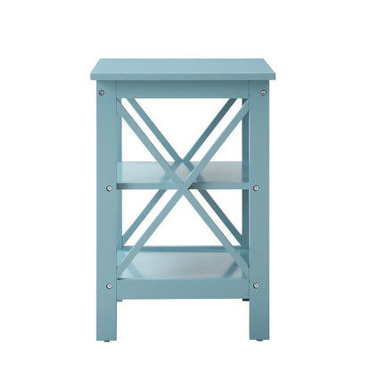 Sea Foam Blue End Table with Shelves for Storage and Stylish Decor