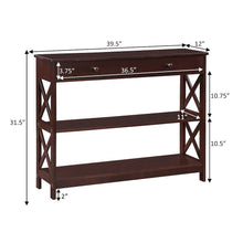 Brown Console Table with 1 Drawer and Shelves, MDF Construction for Storage