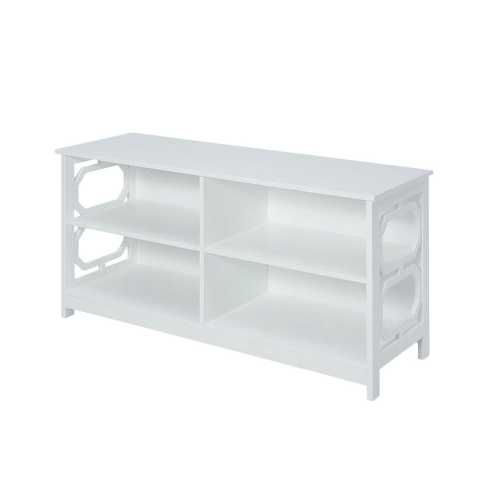 White MDF TV Stand with Non-Lead Base Paint for TVs up to 50 inches