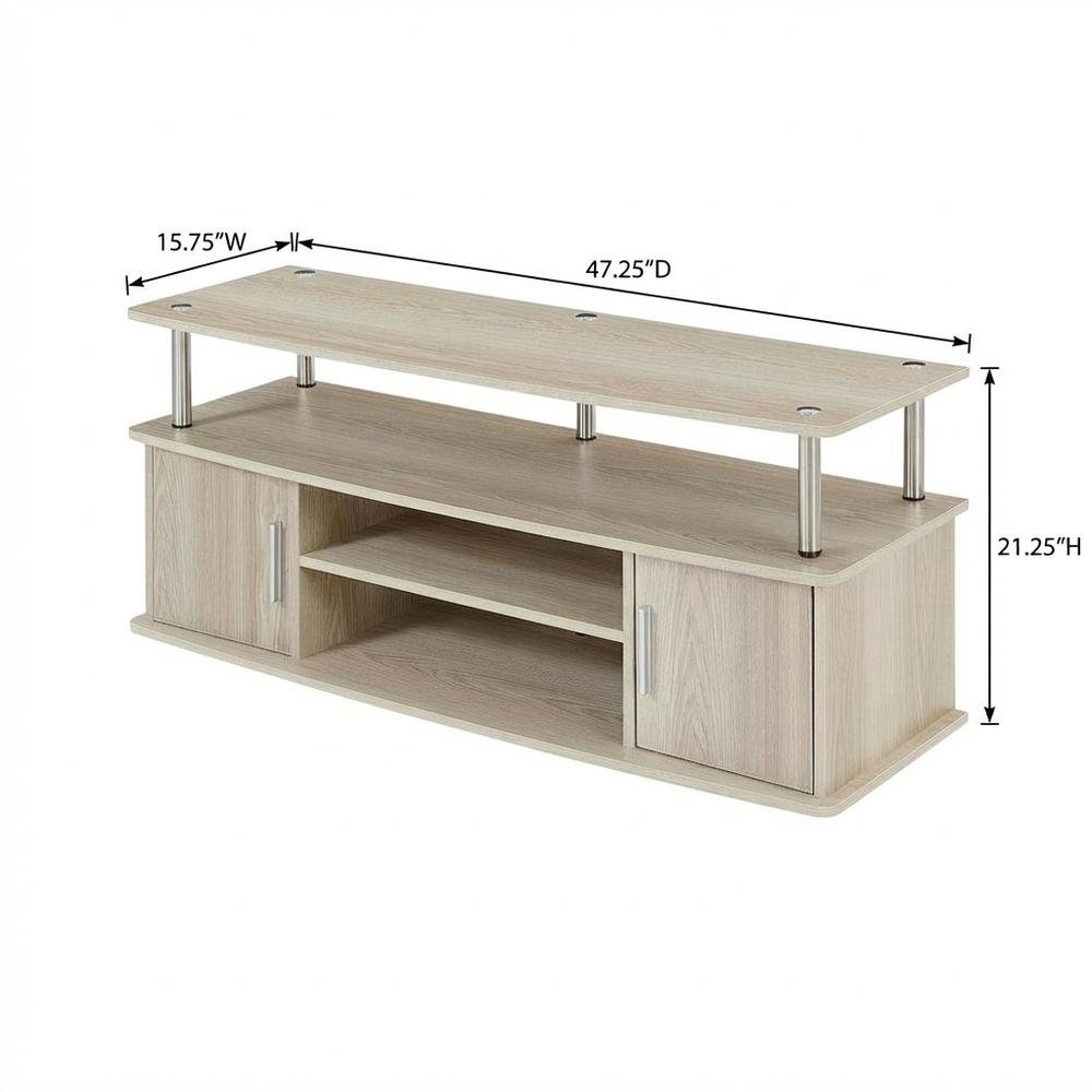 Ice White TV Stand with Cabinets and Shelves for 55-Inch TVs