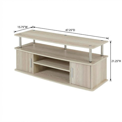 Ice White TV Stand with Cabinets and Shelves for 55-Inch TVs