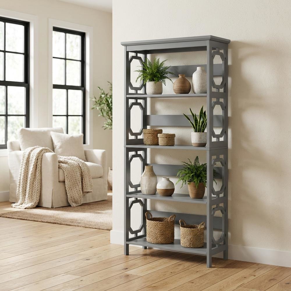 Simple wooden bookcase, 5-tier, crafted, non-lead-based paint for durability