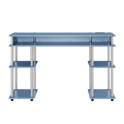 Blue Student Desk, Charging Station And Spacious Surface For Study