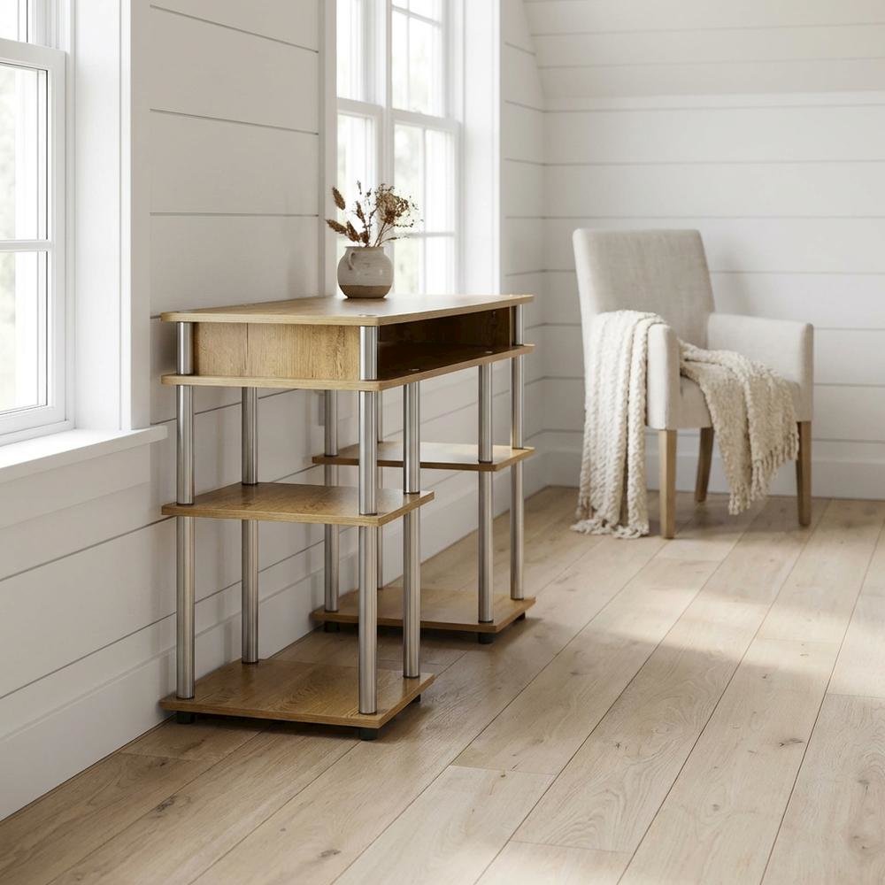 Student Desk With Shelves In Melamine Veneer And Steel Frame For Home Office